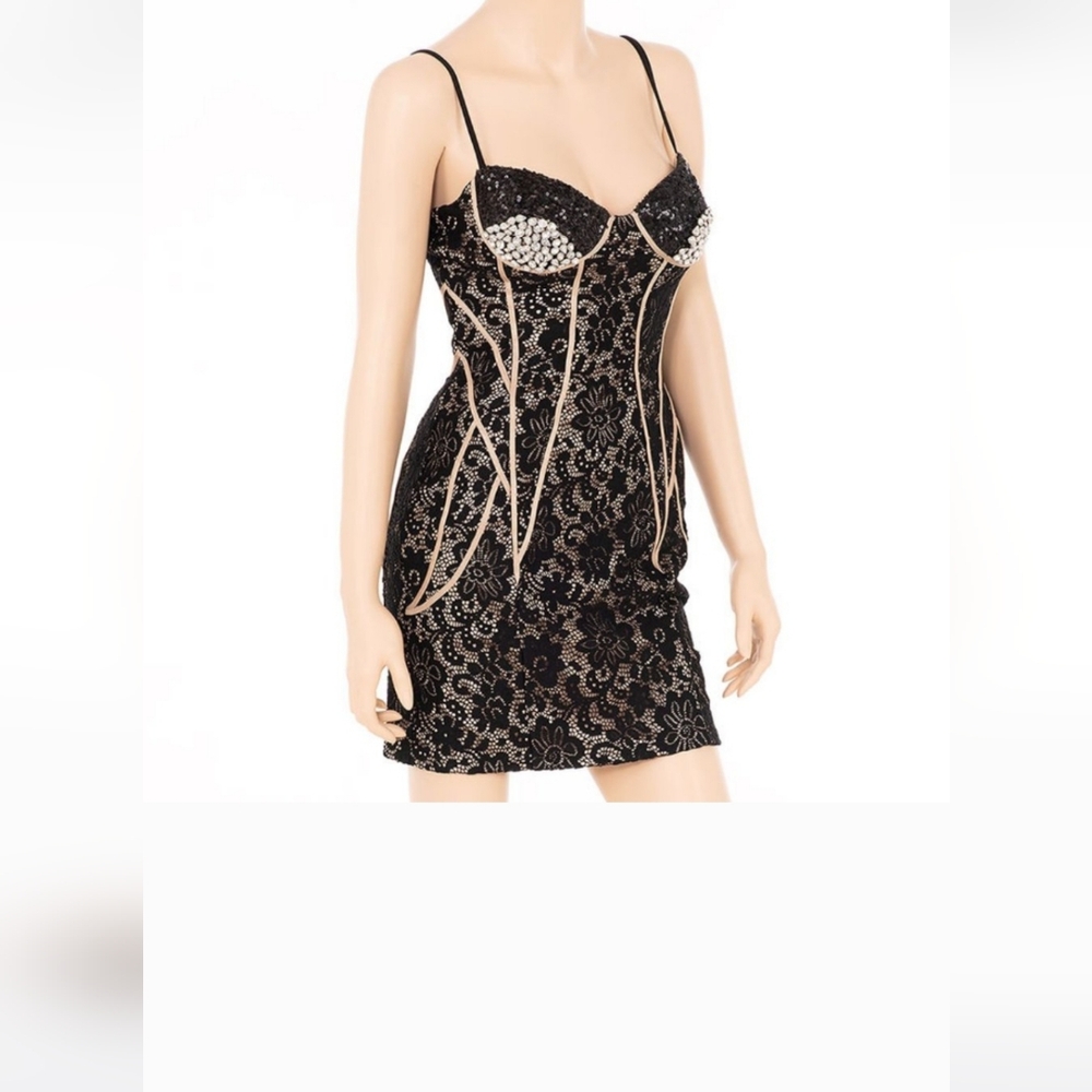 NWT KIMIKAL SEXY BLACK LACE CORSET DRESS. L